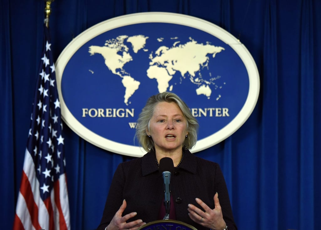 In 2017, then US acting assistant secretary of state Susan Thornton speaks at a briefing in Washington, saying the US was pursuing a constructive and results-oriented relationship with China. Photo: Xinhua In 2017, then US acting assistant secretary of state Susan Thornton speaks at a briefing in Washington, saying the US was pursuing a constructive and results-oriented relationship with China. Photo: Xinhua