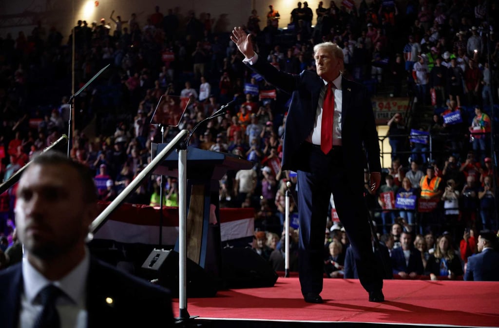 Republican presidential nominee Donald Trump walks off stage at the conclusion of a campaign event in Salem, Virginia. Photo: AFP