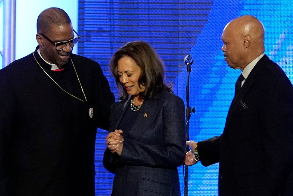 Vice-President Kamala Harris at a church service in Detroit. Photo: AP Vice-President Kamala Harris at a church service in Detroit. Photo: AP
