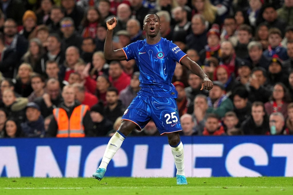 Chelsea’s Moises Caicedo celebrates scoring againt Manchester United. Photo: AP Chelsea’s Moises Caicedo celebrates scoring againt Manchester United. Photo: AP