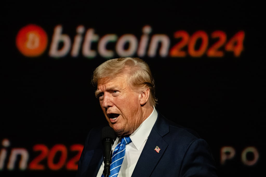 Donald Trump gives a keynote speech on the third day of the Bitcoin 2024 conference held at Music City Centre in Nashville, Tennessee, on July 27, 2024. Photo: TNS
