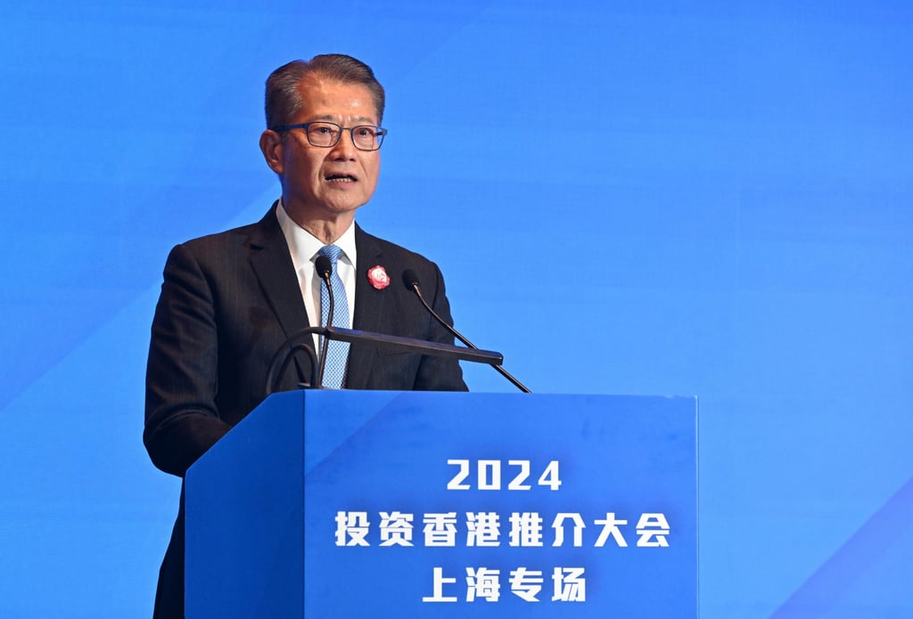 Paul Chan speaks at the 2024 Hong Kong Investment Promotion Conference – Shanghai Forum on November 5. Photo: Handout Paul Chan speaks at the 2024 Hong Kong Investment Promotion Conference – Shanghai Forum on November 5. Photo: Handout