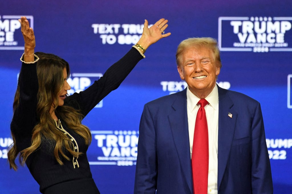 South Dakota Governor Kristi Noem and Donald Trump at a campaign event in Oaks, Pennsylvania, in October. Photo: Reuters