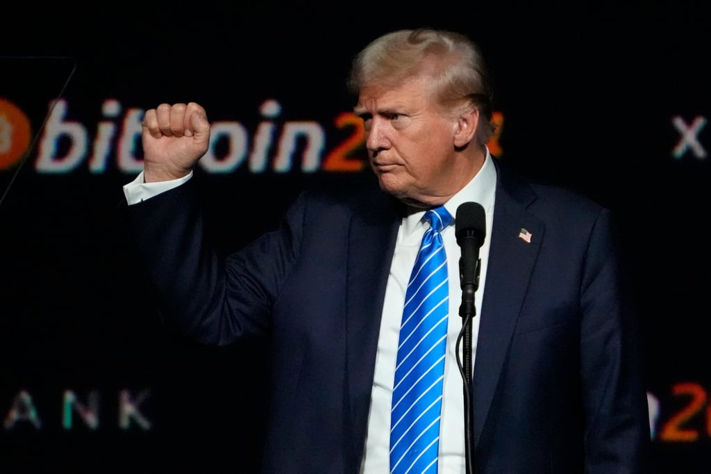 Former president Donald Trump, now present-elect, spoke at the Bitcoin 2024 Conference on July 27 while courting the crypto community on the campaign trail. Photo: AP Former president Donald Trump, now present-elect, spoke at the Bitcoin 2024 Conference on July 27 while courting the crypto community on the campaign trail. Photo: AP