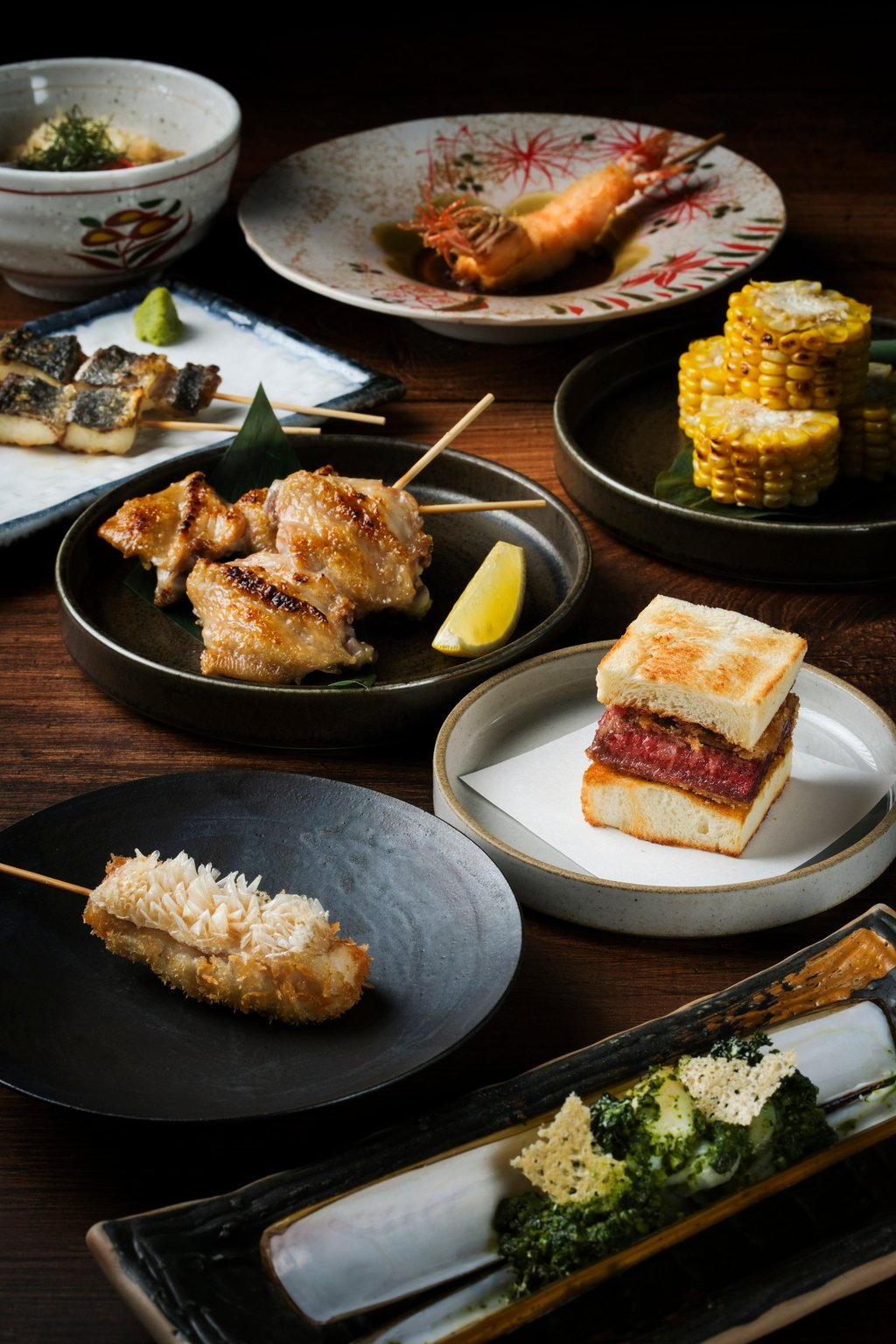 Wagyu sandos and kushikatsu at Akatsuki Izakaya. Photo: Akatsuki Izakaya Wagyu sandos and kushikatsu at Akatsuki Izakaya. Photo: Akatsuki Izakaya