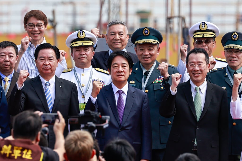 Taiwanese leader William Lai Ching-te (centre) has declared he wants to make Taiwan the Asian hub for developing the next generation of medium- and low-orbit communications satellites. Photo: EPA-EFE Taiwanese leader William Lai Ching-te (centre) has declared he wants to make Taiwan the Asian hub for developing the next generation of medium- and low-orbit communications satellites. Photo: EPA-EFE