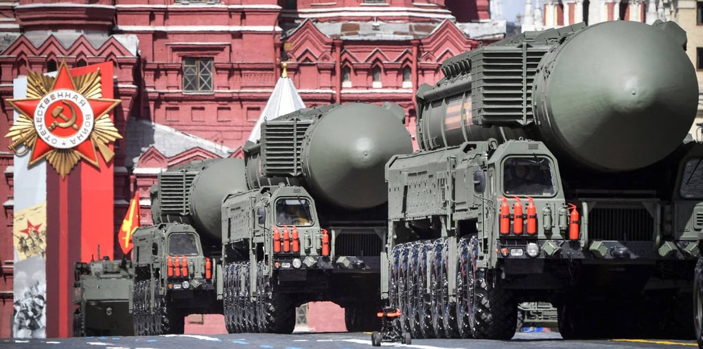 Russian Yars intercontinental ballistic missile launchers parade through Red Square during the Victory Day military parade in central Moscow in May 2022. Photo: AFP Russian Yars intercontinental ballistic missile launchers parade through Red Square during the Victory Day military parade in central Moscow in May 2022. Photo: AFP