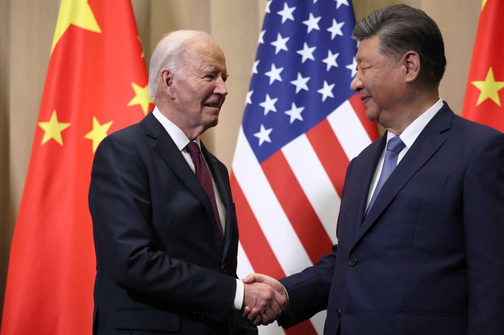 US President Joe Biden shakes hands with Chinese President Xi Jinping on the sidelines of the Apec summit on Saturday. Photo: AFP US President Joe Biden shakes hands with Chinese President Xi Jinping on the sidelines of the Apec summit on Saturday. Photo: AFP