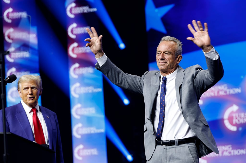 Donald Trump (left) welcomes Robert F. Kennedy Jnr to the stage at a rally in Duluth, Georgia, in October. Photo: TNS