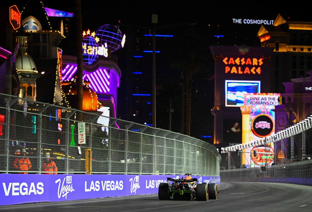 Red Bull are losing up to six-tenths of a second on the main straight on the Las Vegas Boulevard. Photo: AFP Red Bull are losing up to six-tenths of a second on the main straight on the Las Vegas Boulevard. Photo: AFP