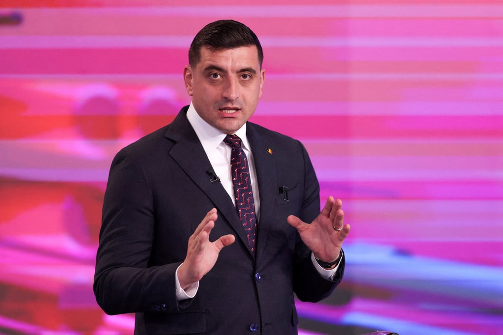 Presidential candidate George Simion answers a question during a presidential debate in Bucharest, Romania. File photo: Reuters