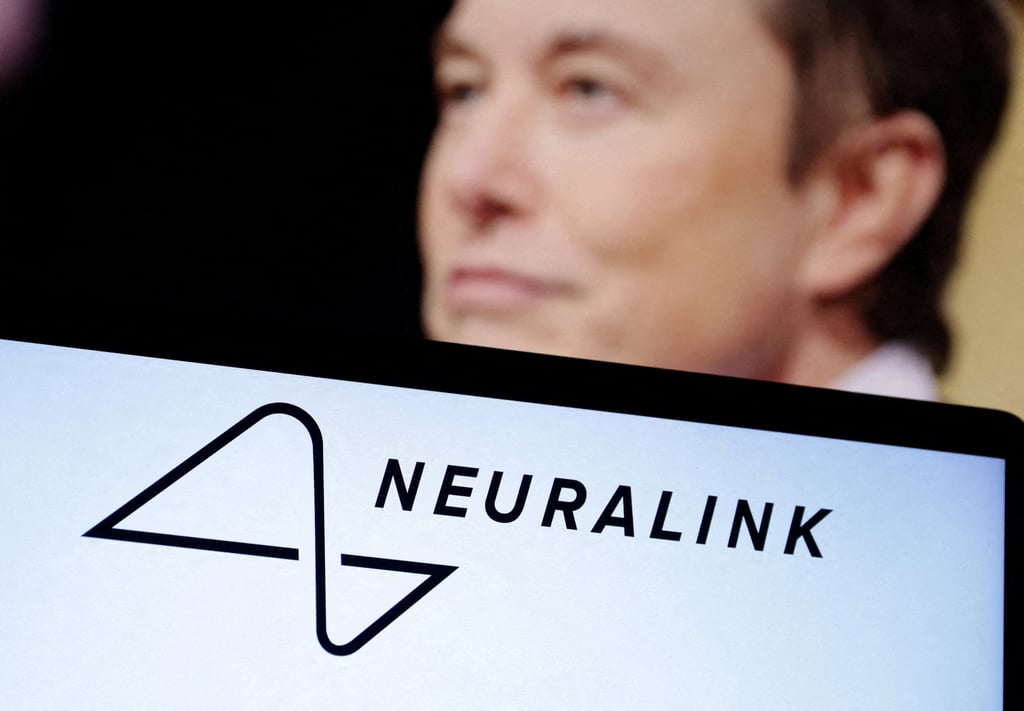 The Neuralink logo and Elon Musk photo are seen in this illustration taken, December 19, 2022. Photo: Reuters