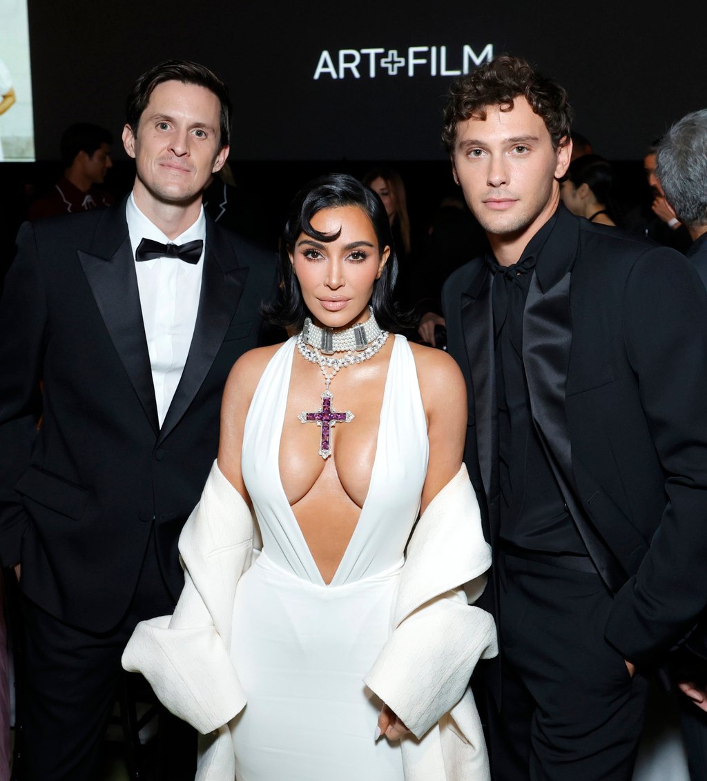 Stuart McClave (left), Kim Kardashian and Cooper Koch at the recent LACMA Art+Film Gala in Los Angeles. Photo: Getty Images