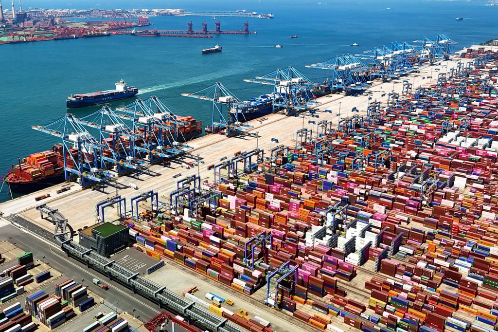 An aerial view of a port in Qingdao, China. Photo: Chinatopix via AP An aerial view of a port in Qingdao, China. Photo: Chinatopix via AP
