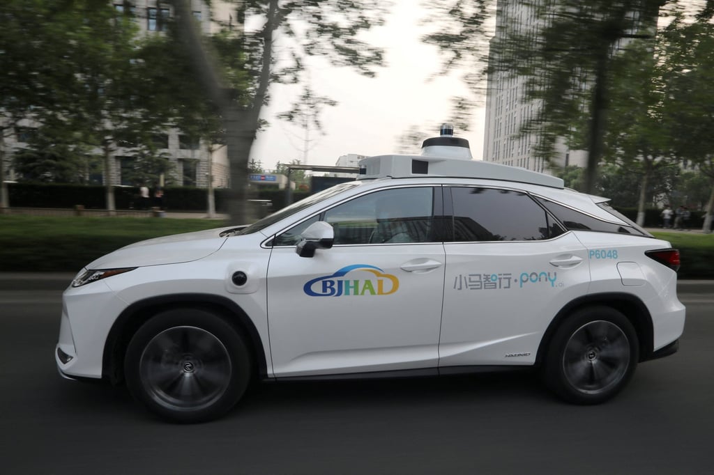 A Lexus vehicle equipped with Pony.ai’s autonomous driving system drives on the road during a test event in Beijing, China, May 13, 2021. Photo: Reuters A Lexus vehicle equipped with Pony.ai’s autonomous driving system drives on the road during a test event in Beijing, China, May 13, 2021. Photo: Reuters
