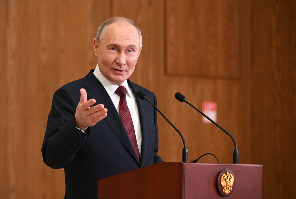 Russian President Vladimir Putin speaks during a press conference in Astana, Kazakhstan, on Thursday. Photo: EPA-EFE Russian President Vladimir Putin speaks during a press conference in Astana, Kazakhstan, on Thursday. Photo: EPA-EFE