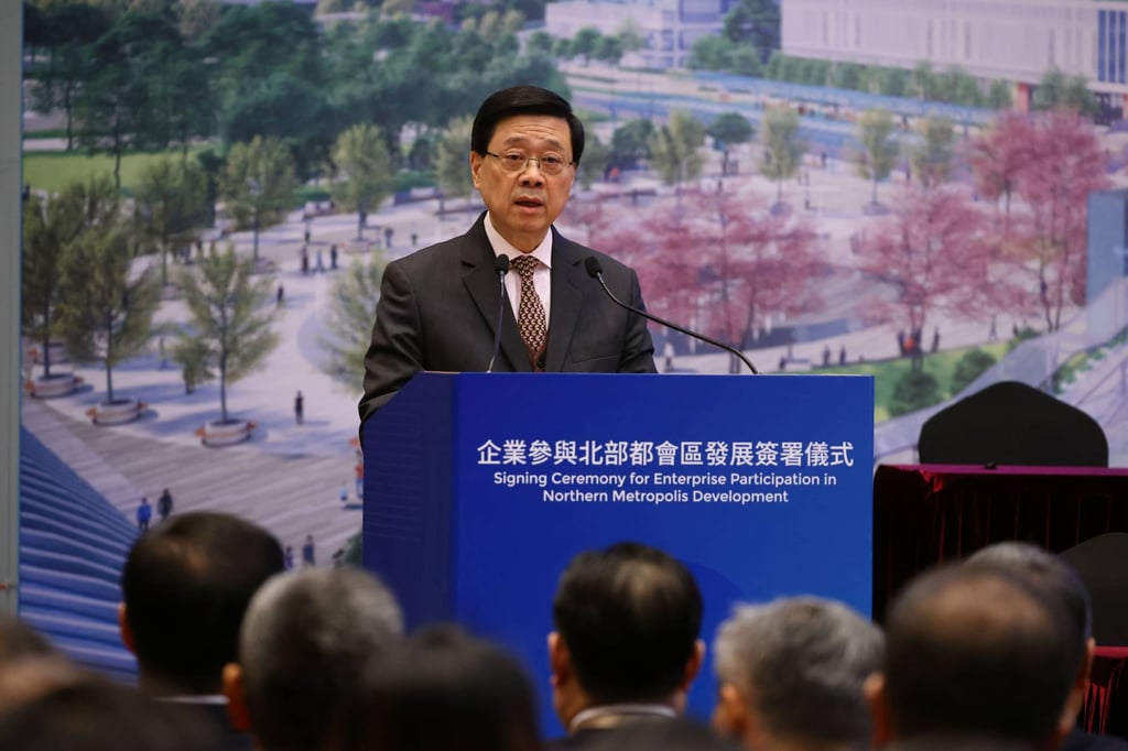 John Lee speaks at the signing ceremony on Friday. Photo: Dickson Lee