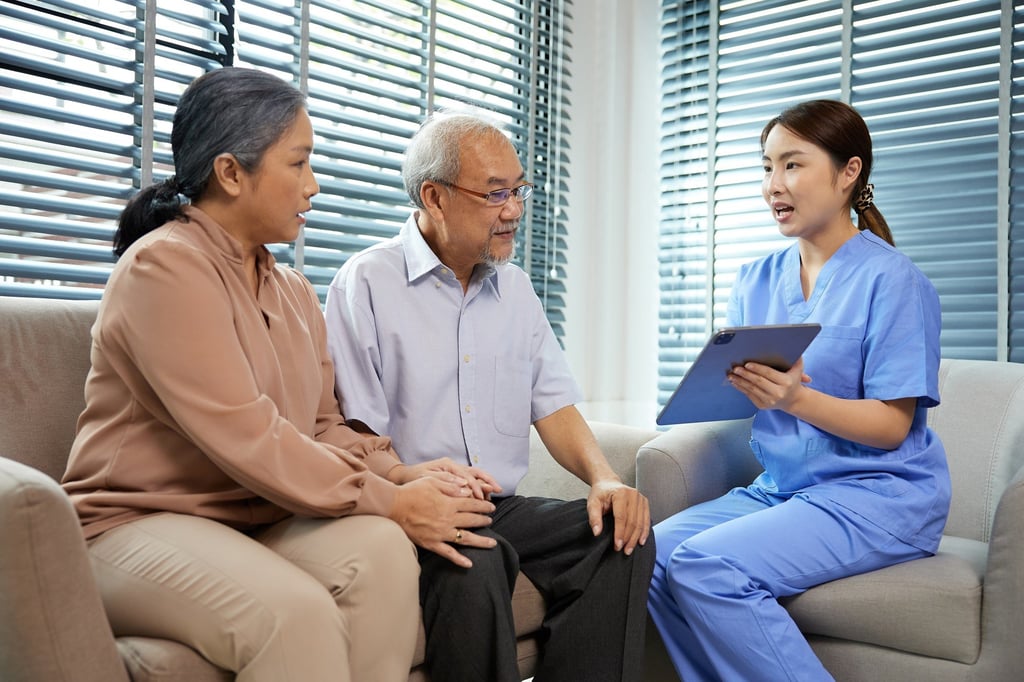 Elderly couples may spend all their time together, even going into medical treatment rooms together. Photo: Shutterstock Elderly couples may spend all their time together, even going into medical treatment rooms together. Photo: Shutterstock
