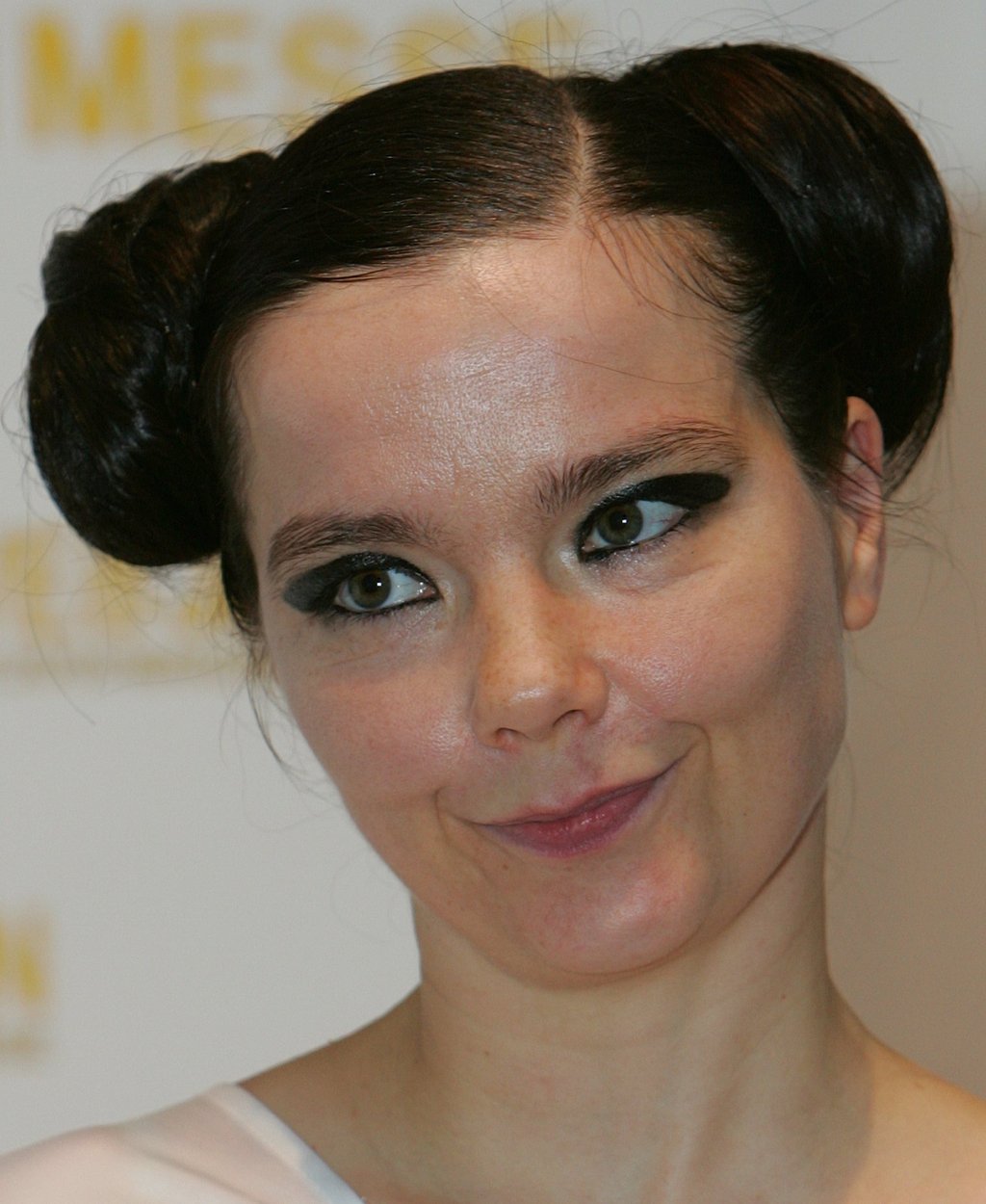 Björk beams after performing at the Live 8 Japan concert at Makuhari Messe on the outskirts of Tokyo, Japan, in 2005. Photo: AP Photo