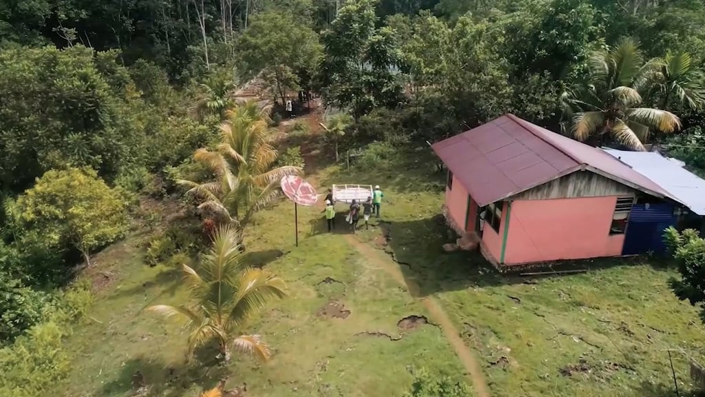 Microwave antenna equipment, including this dish (above) that Huawei Technologies and its partners provided to villagers on the small island of Auki in Papua, Indonesia, helps to provide essential mobile phone coverage in remote areas. Photo: Huawei Technologies