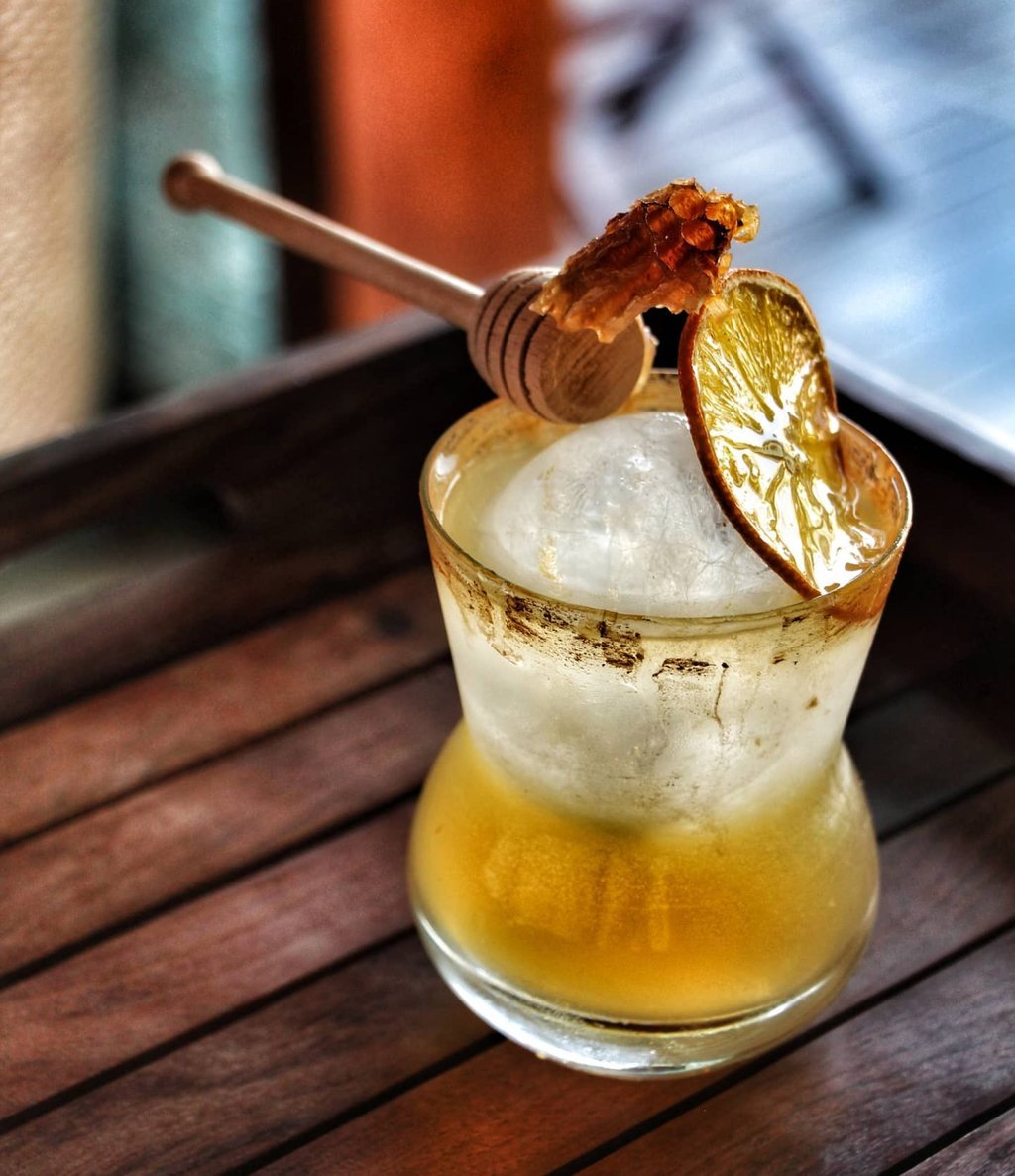 Neil Alexander’s Mandya Sour features forest-honeycomb-infused whisky, sugarcane and black pepper molasses, lemon juice, aquafaba and liquorice root bitters. Photo: Instagram/@neilalexandermixology Neil Alexander’s Mandya Sour features forest-honeycomb-infused whisky, sugarcane and black pepper molasses, lemon juice, aquafaba and liquorice root bitters. Photo: Instagram/@neilalexandermixology