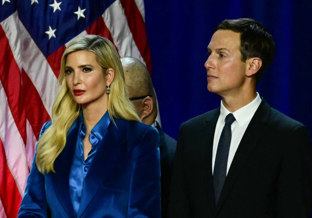 Ivanka Trump and her husband, Jared Kushner, listen to her father Donald Trump speak at an election night event in West Palm Beach, Florida, on November 6. Photo: AFP Ivanka Trump and her husband, Jared Kushner, listen to her father Donald Trump speak at an election night event in West Palm Beach, Florida, on November 6. Photo: AFP