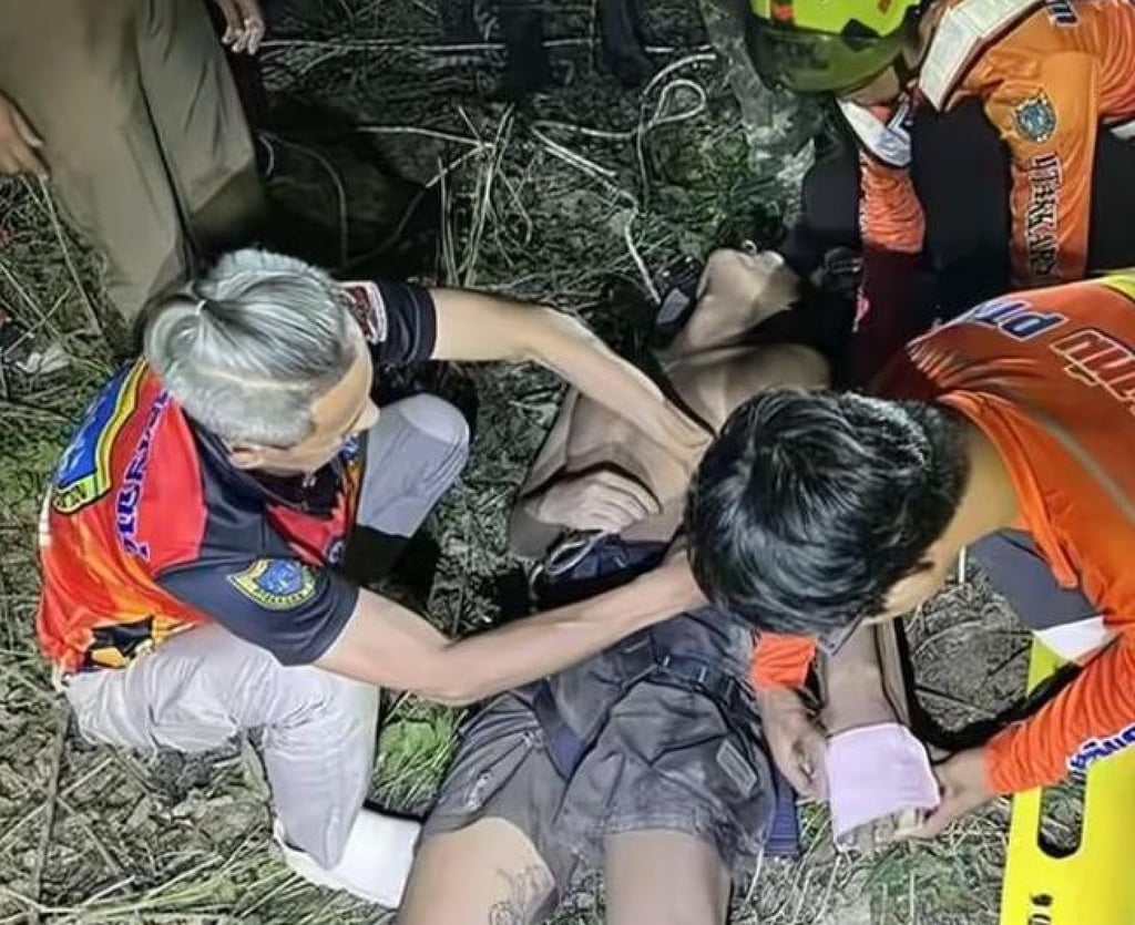 The rescued Chinese man was found to suffer a fractured left wrist, a concussion, and multiple bruises across his body. Photo: 163.com