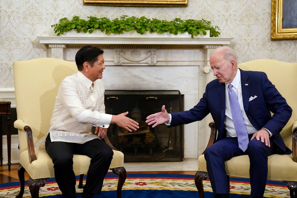 Philippine President Ferdinand Marcos Jnr shakes hands with US President Joe Biden at the White House. Photo: AP