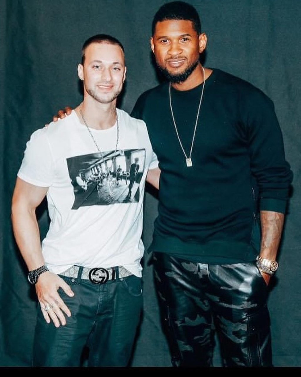 Nathan Mathers and Usher in February. Photo: @nathankanemathers/Instagram