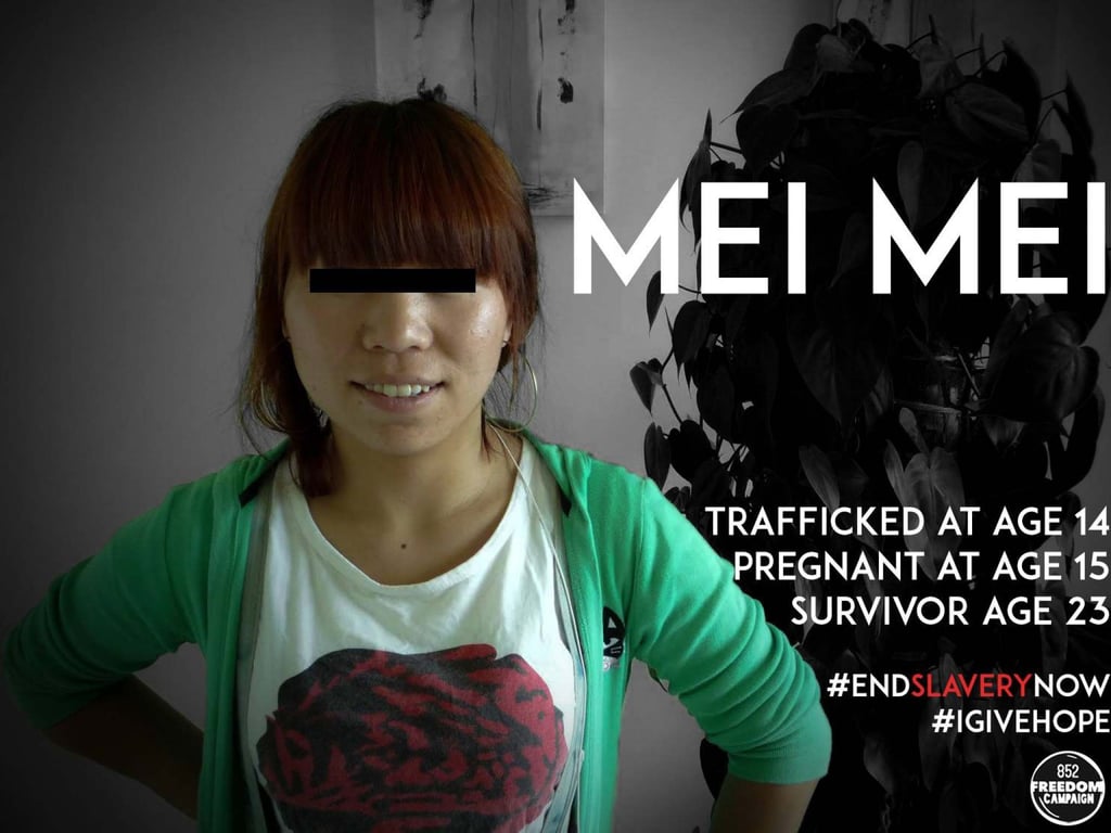 A campaign poster for Mei, a young survivor of bride trafficking in China who Sylvia Yu interviewed in 2011. Photo: courtesy of Sylvia Yu A campaign poster for Mei, a young survivor of bride trafficking in China who Sylvia Yu interviewed in 2011. Photo: courtesy of Sylvia Yu