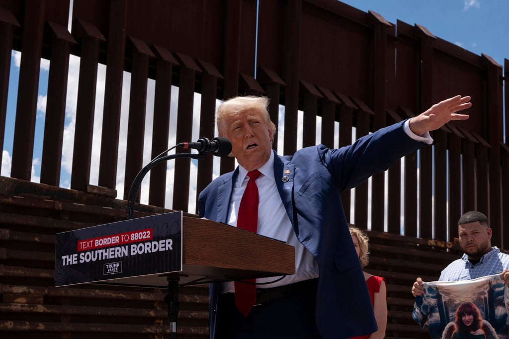 Donald Trump at the US-Mexico border in Arizona in August. File photo: TNS