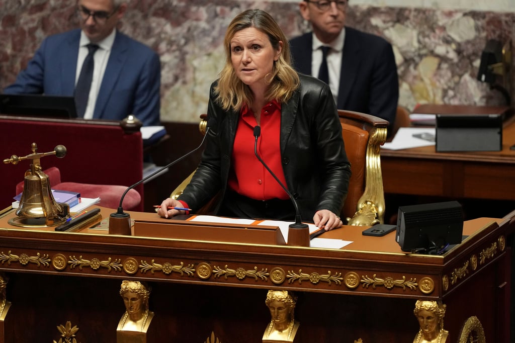 Yaël Braun-Pivet, president of the National Assembly, in Paris on Thursday. Photo: AP
