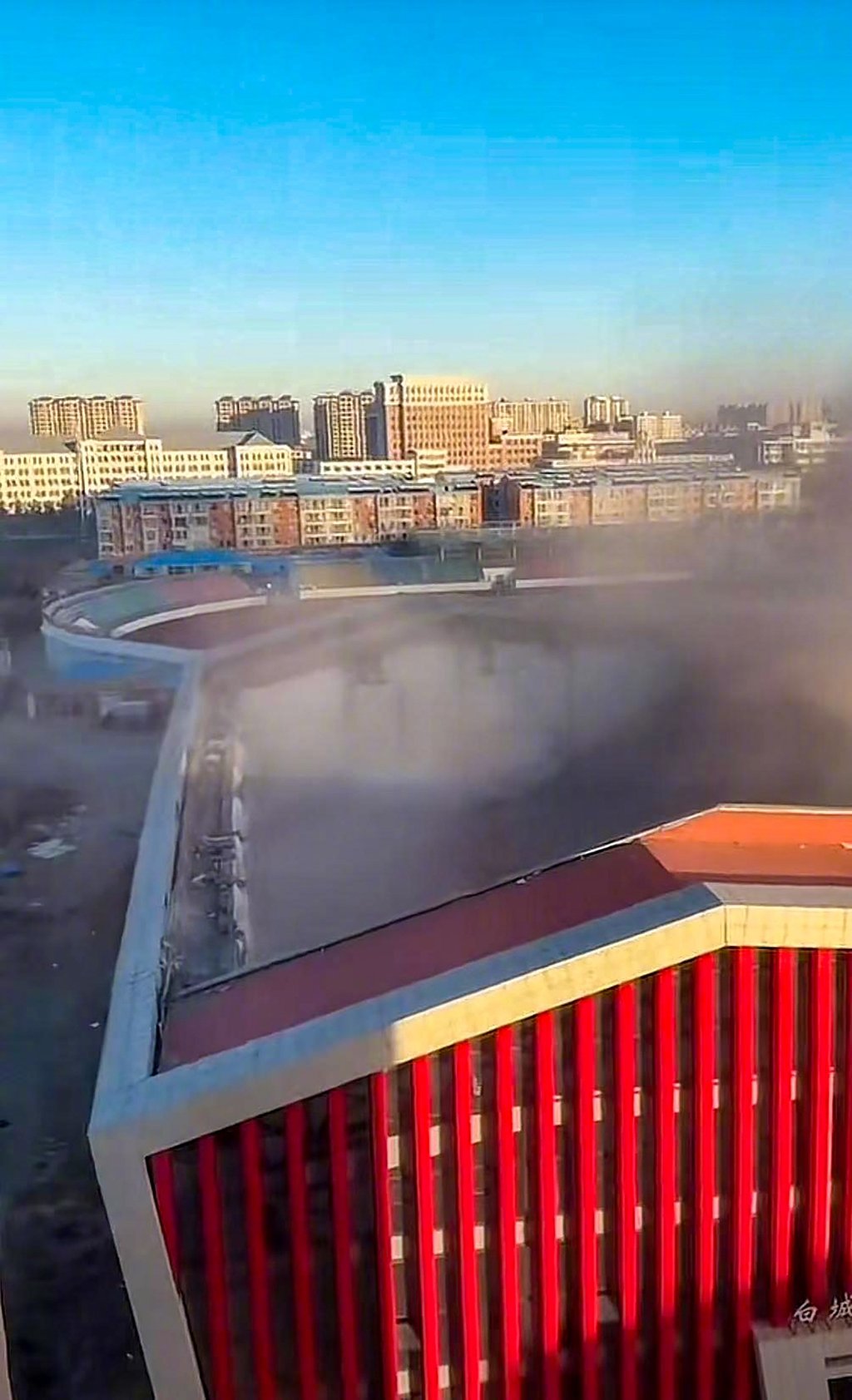 The roof caved in before the rink was due to open for the day on November 18. Photo: Weibo