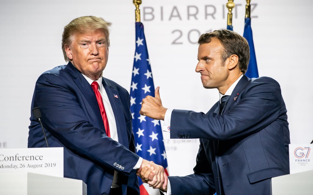 France’s President Emmanuel Macron (R) with Donald Trump, then the US president, in 2019. Photo: dpa