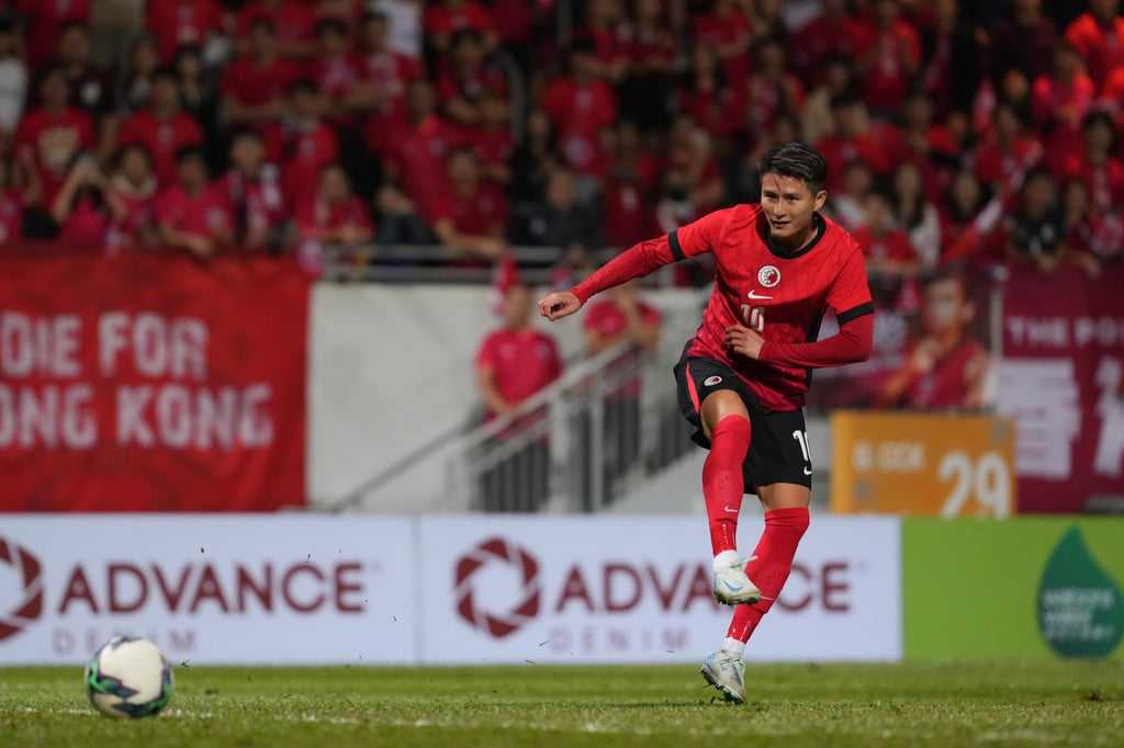 Hong Kong’s Wong Wai scores against Mongolia. Photo: Sam Tsang Hong Kong’s Wong Wai scores against Mongolia. Photo: Sam Tsang