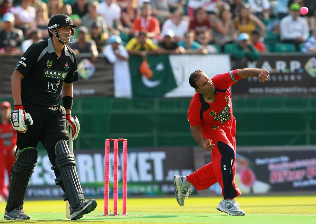 Najeeb Amar in action for Hong Kong against New Zealand at the 2010 Hong Kong Cricket Sixes. Photo: Handout