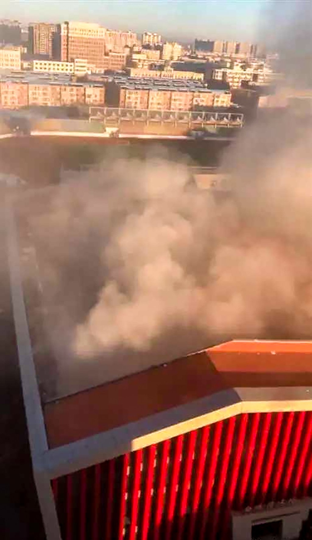 The roof caved in before the rink was due to open for the day on November 18. Photo: Weibo The roof caved in before the rink was due to open for the day on November 18. Photo: Weibo