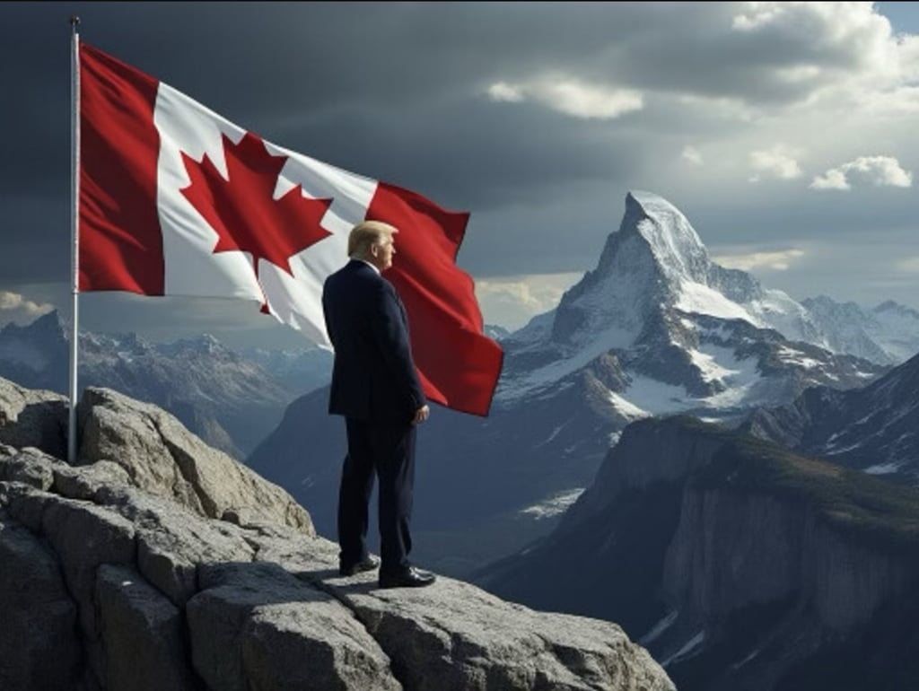 Donald Trump posted on an AI-generated image of himself standing on a mountain with a Canadian flag next to him with the caption “Oh Canada!”. Photo: Truth Social/realDonaldTrump Donald Trump posted on an AI-generated image of himself standing on a mountain with a Canadian flag next to him with the caption “Oh Canada!”. Photo: Truth Social/realDonaldTrump