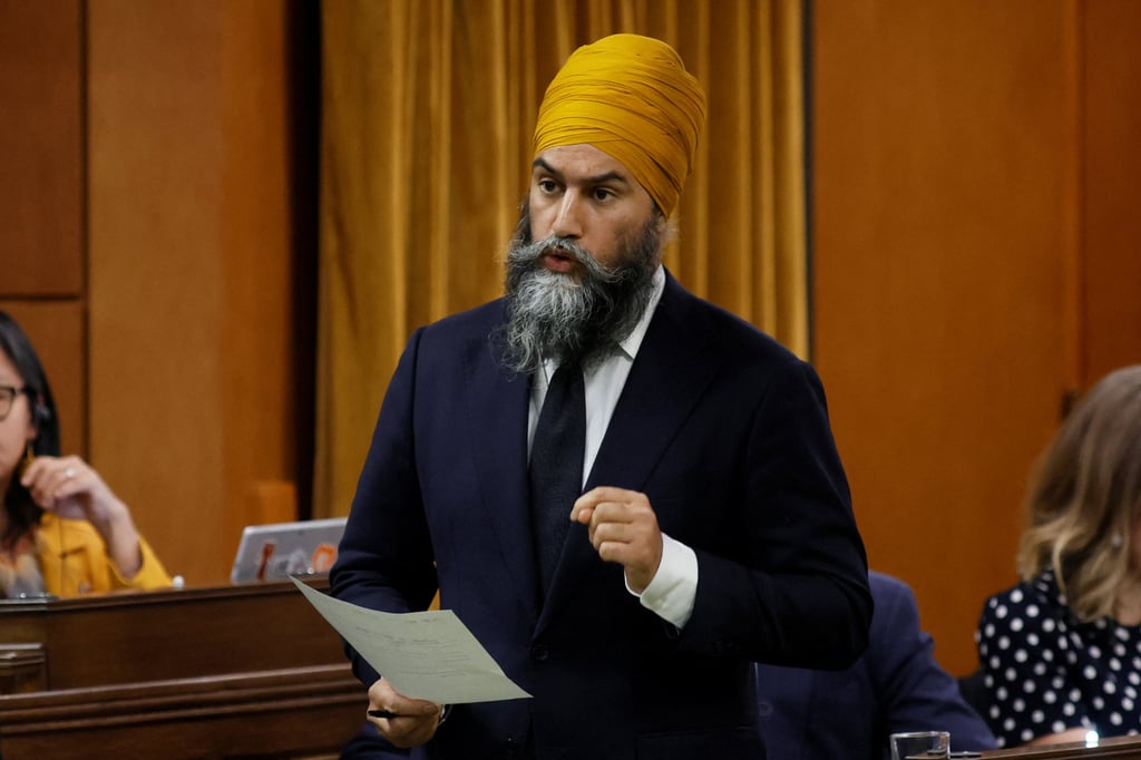 Canada’s New Democratic Party leader Jagmeet Singh in the House of Commons on Parliament Hill, Ottawa, Ontario, Canada on December 3. Photo: Reuters Canada’s New Democratic Party leader Jagmeet Singh in the House of Commons on Parliament Hill, Ottawa, Ontario, Canada on December 3. Photo: Reuters