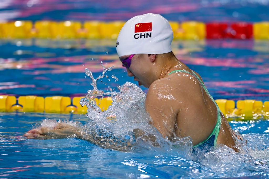 China’s Qianting Tang in action during the 100-metre breaststroke semi-final. Photo: AP China’s Qianting Tang in action during the 100-metre breaststroke semi-final. Photo: AP