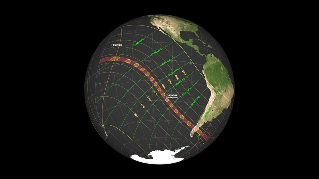 The shadow path for the October 2, 2024, annular solar eclipse. Photo: Courtesy of Nasa’s Scientific Visualisation Studio The shadow path for the October 2, 2024, annular solar eclipse. Photo: Courtesy of Nasa’s Scientific Visualisation Studio