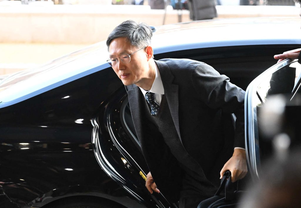 South Korean justice Moon Hyung-bae arrives at the Constitutional Court in Seoul on Monday. Photo: AFP South Korean justice Moon Hyung-bae arrives at the Constitutional Court in Seoul on Monday. Photo: AFP
