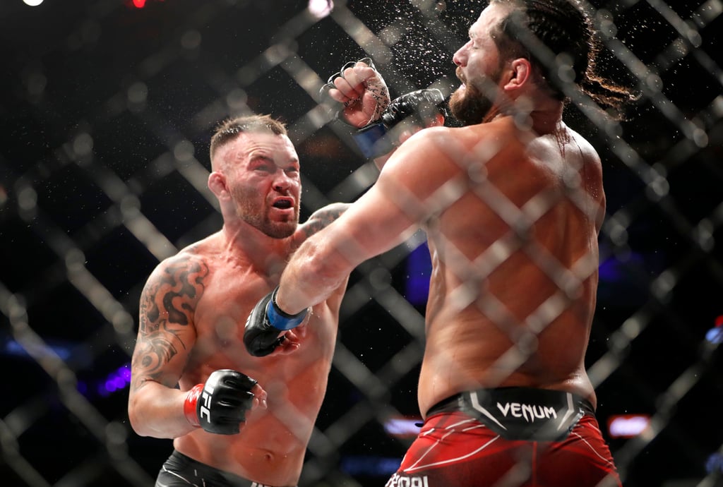 Colby Covington lands a punch on Jorge Masvidal during UFC 272 in Las Vegas in March 2022. Photo: AP Colby Covington lands a punch on Jorge Masvidal during UFC 272 in Las Vegas in March 2022. Photo: AP