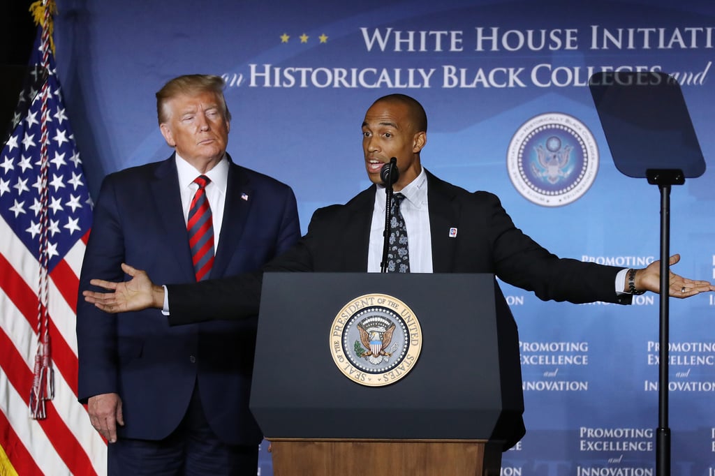 Then-US president Donald Trump with Scott Turner, when the latter was White House Opportunity and Revitalization Council executive director, in September 2019, in Washington DC. Photo: Getty Images Then-US president Donald Trump with Scott Turner, when the latter was White House Opportunity and Revitalization Council executive director, in September 2019, in Washington DC. Photo: Getty Images