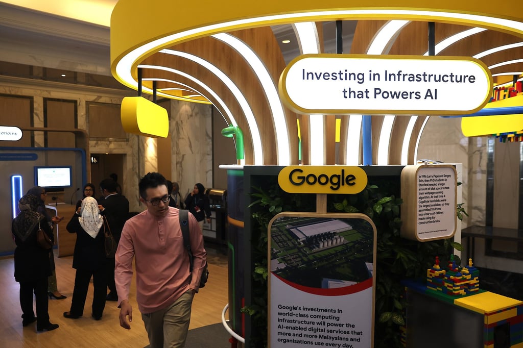 Googleâ€™s presentation at the groundbreaking ceremony for Malaysiaâ€™s first Google data centre in Kuala Lumpur on October 1. Googleâ€™s investment is expected to generate an economic impact exceeding US$3.2 billion and create 26,500 jobs by 2030. Photo: EPA-EFE
