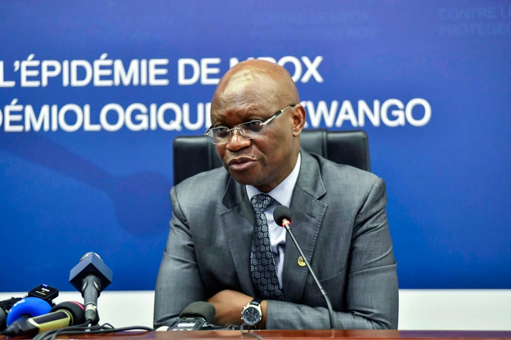 Congo’s Health Minister Roger Kamba speaks during a press conference in Kinshasa in November. Photo: AP