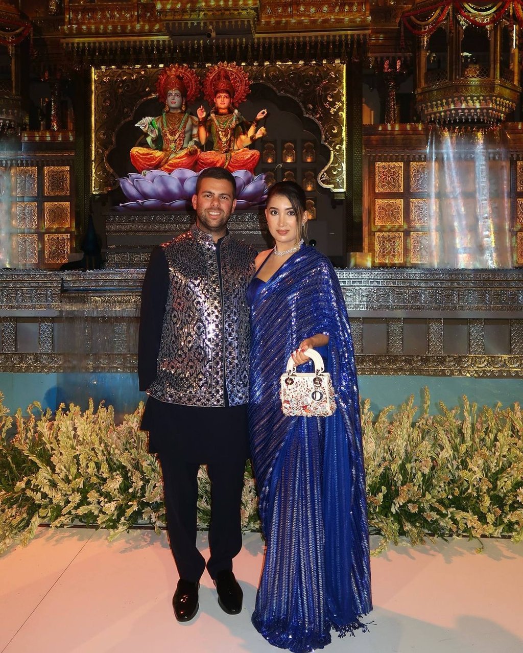 Julia Hackman Chafé with her boyfriend Bruno at the Anant Ambani wedding celebrations in July. Photo: @juliachafe/Instagram