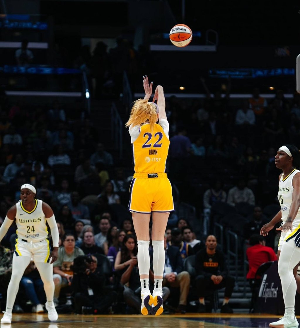 Cameron Brink on court with the Los Angeles Sparks. Photo: @cameronbrink22/Instagram