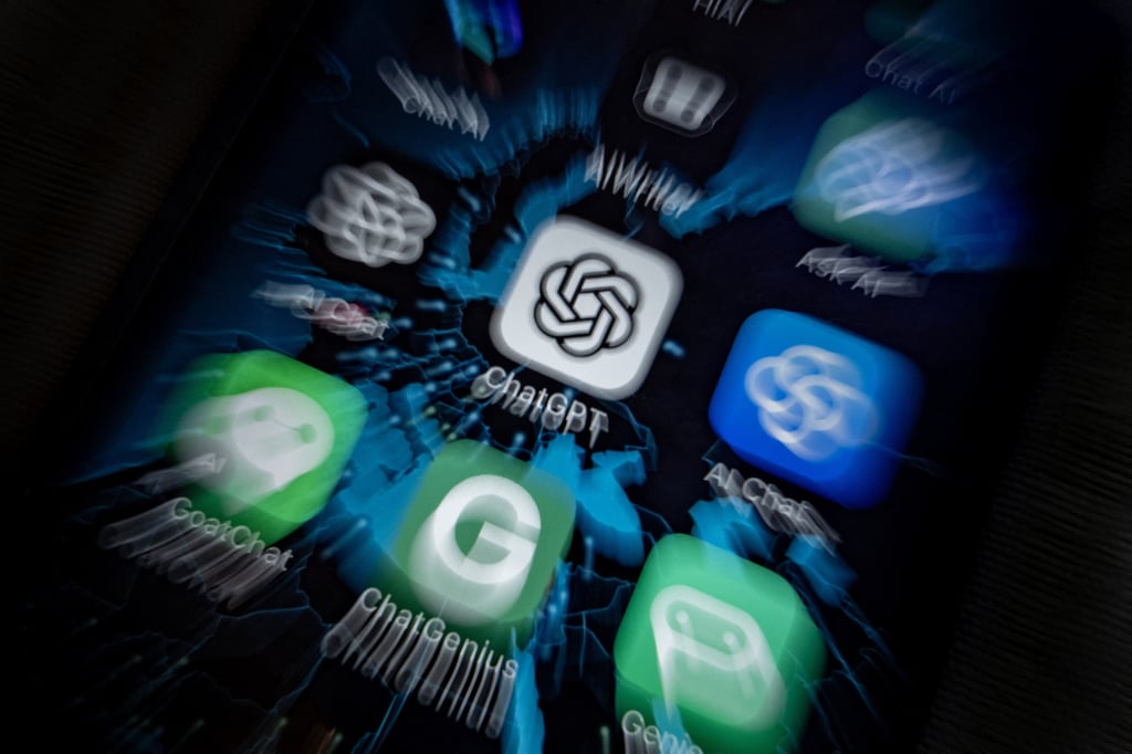 A smartphone screen shows icons of OpenAI’s AI ChatGPT and other artificial intelligence apps. Photo: TNS