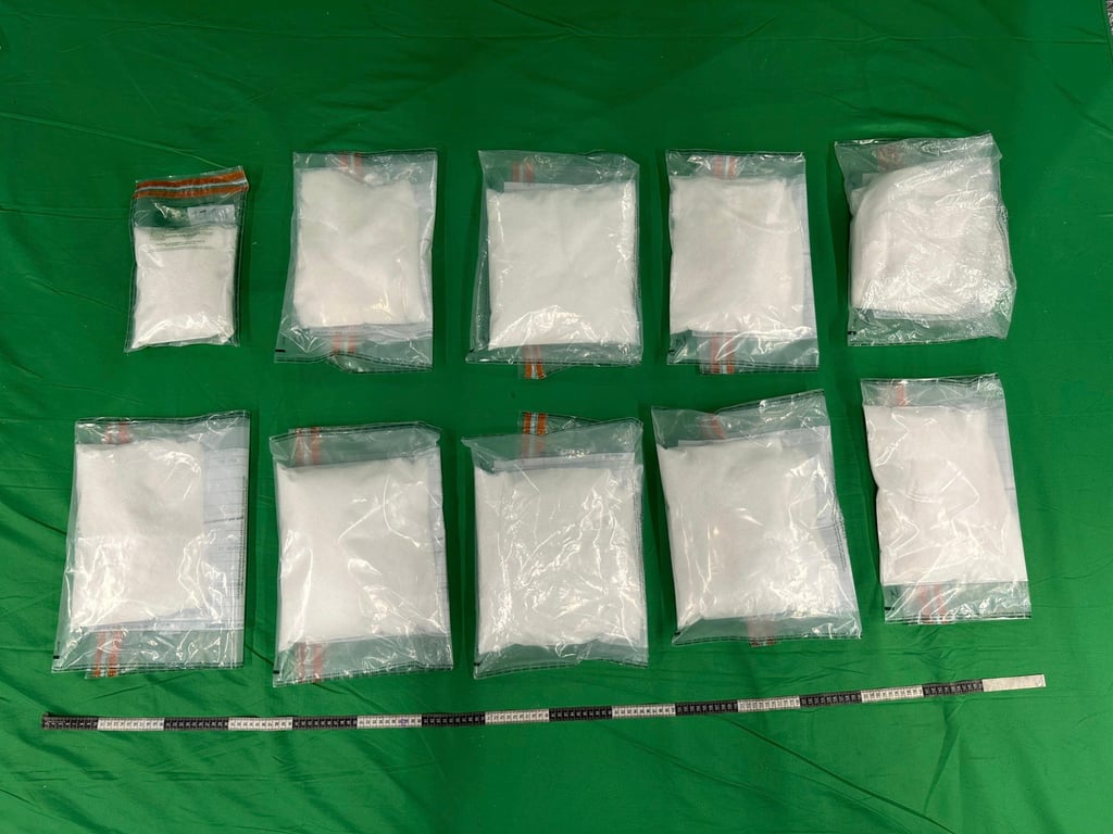 Customs officers found 10 packages of suspected ketamine in the second case. Photo: Handout Customs officers found 10 packages of suspected ketamine in the second case. Photo: Handout